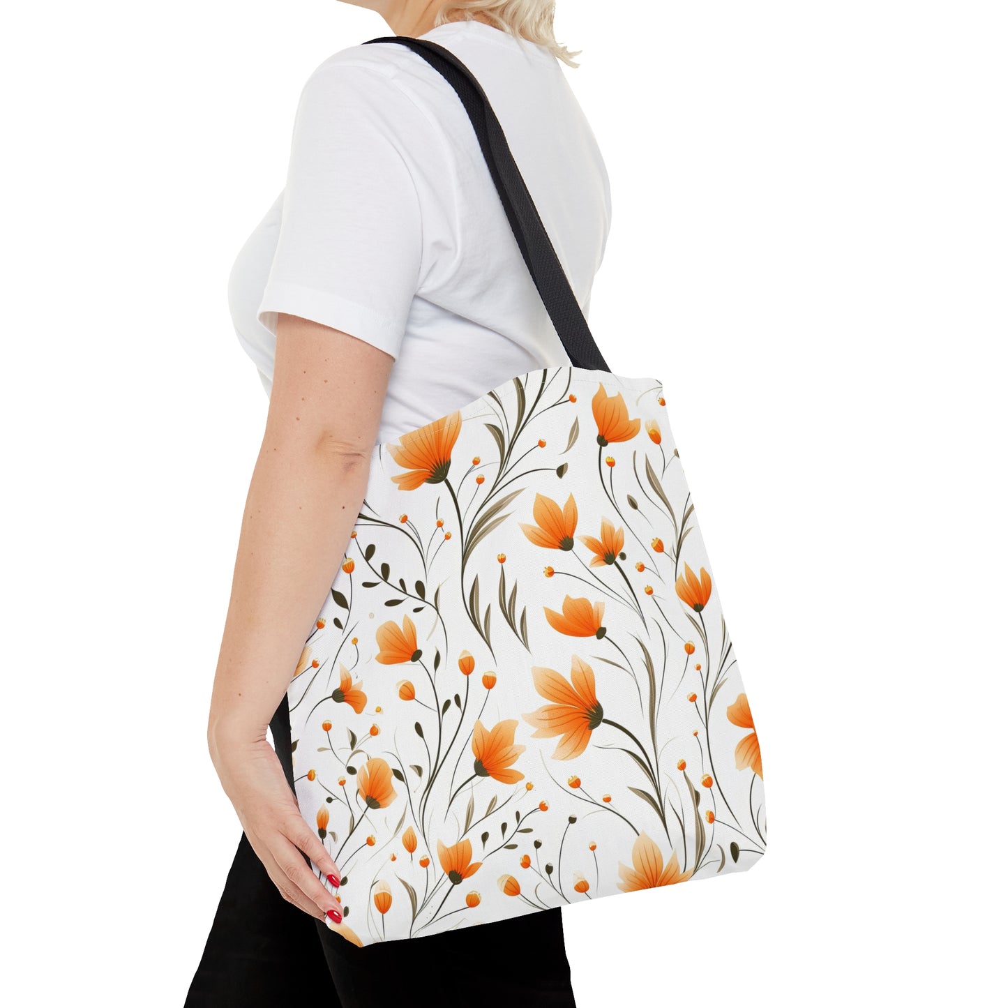 Orange Whimsy Wildflowers Tote Bag