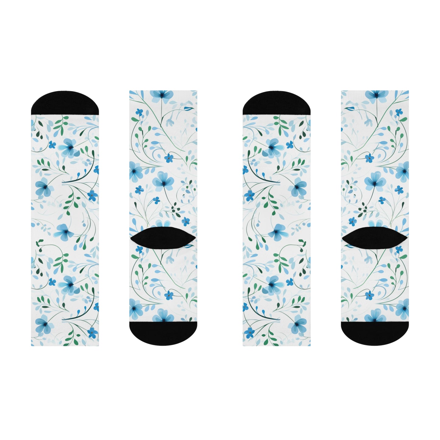 Sky Blue Wildflowers Cushioned Crew Socks