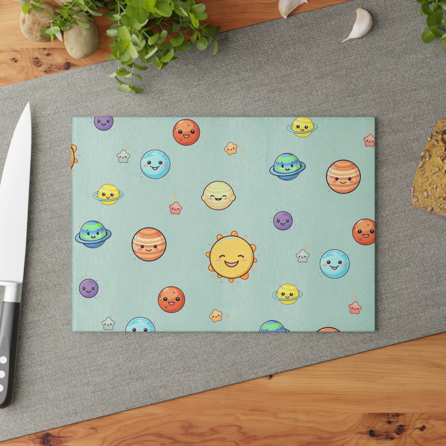 Young Solar System Glass Cutting Board