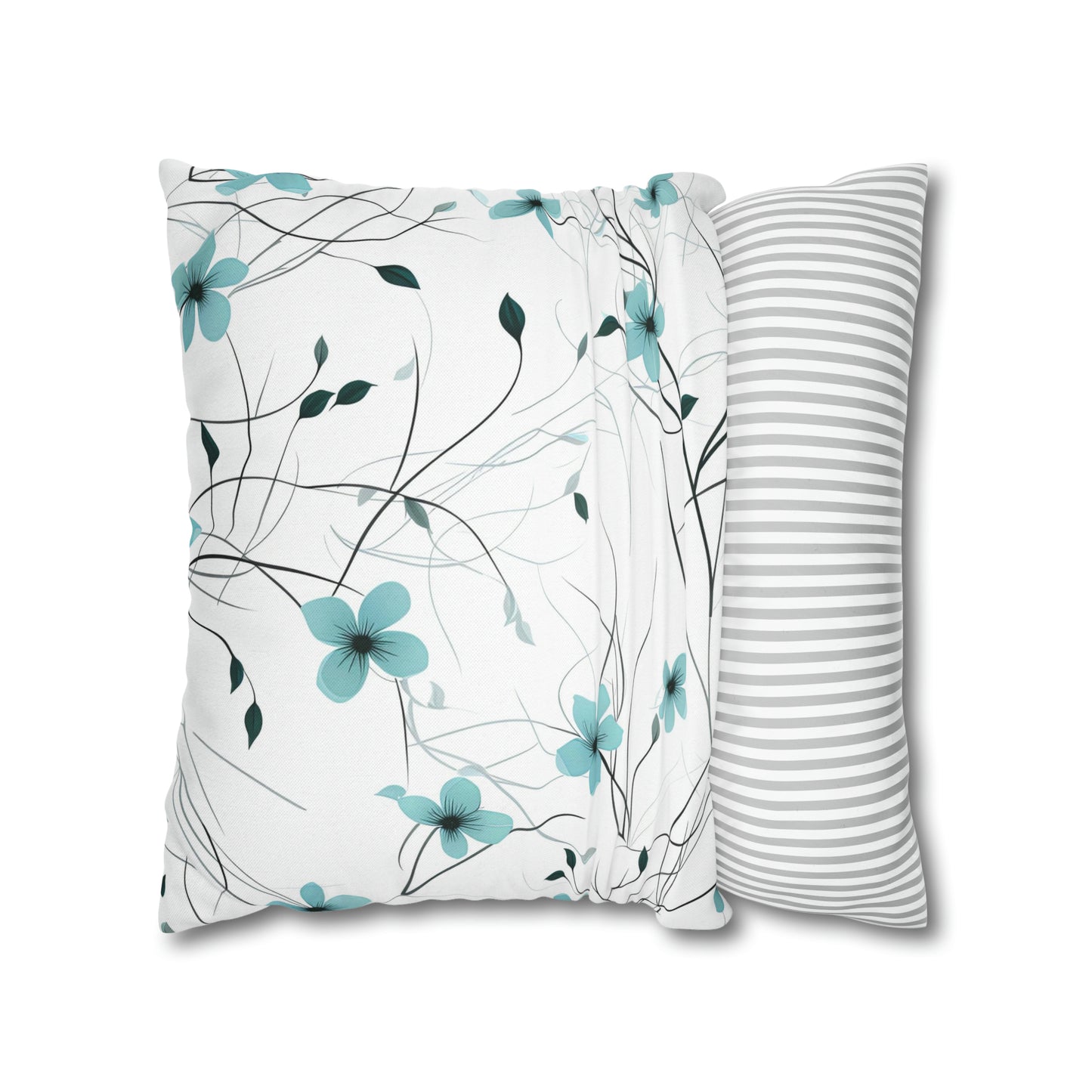 Cyan Whimsy Wildflowers Square Pillow Case