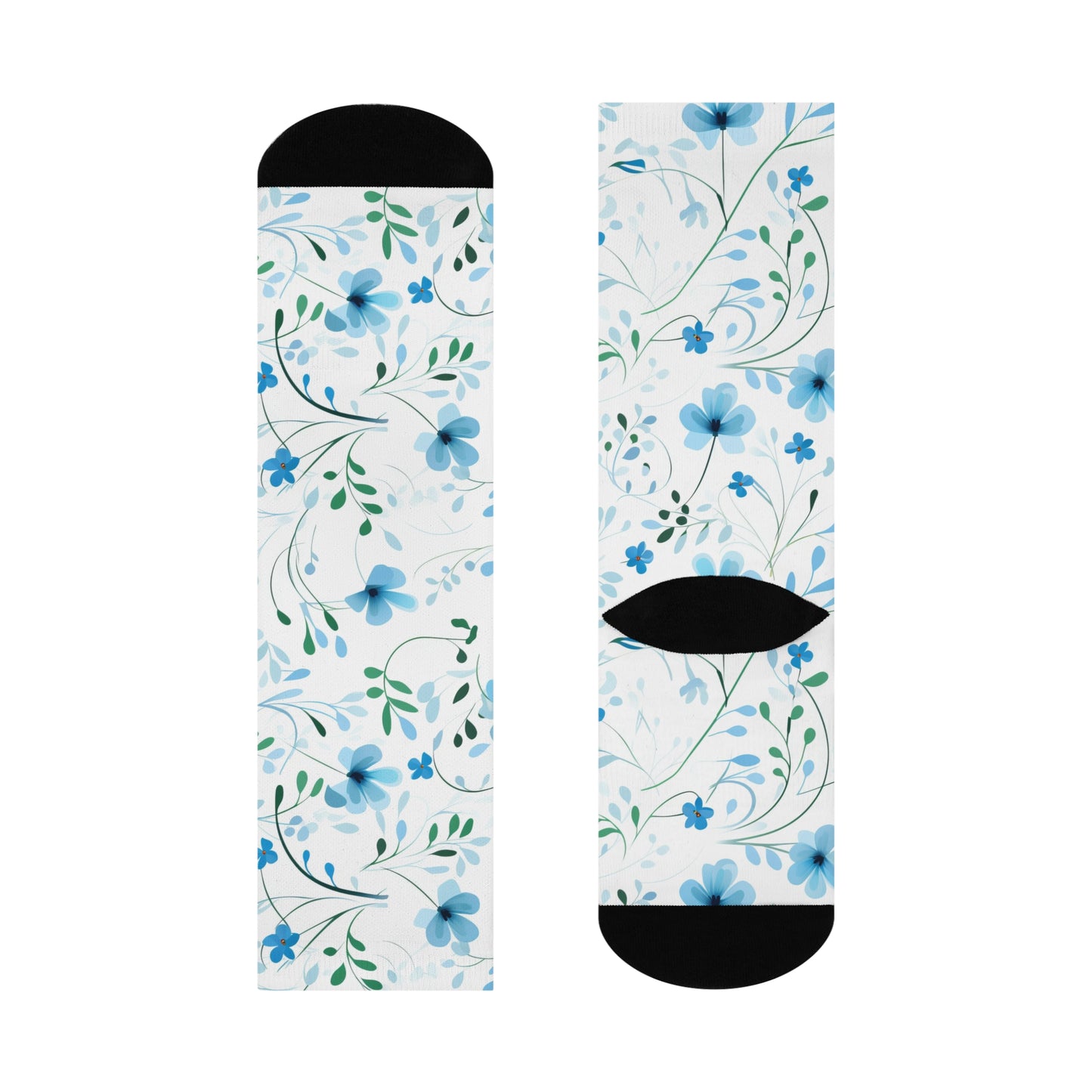 Sky Blue Wildflowers Cushioned Crew Socks