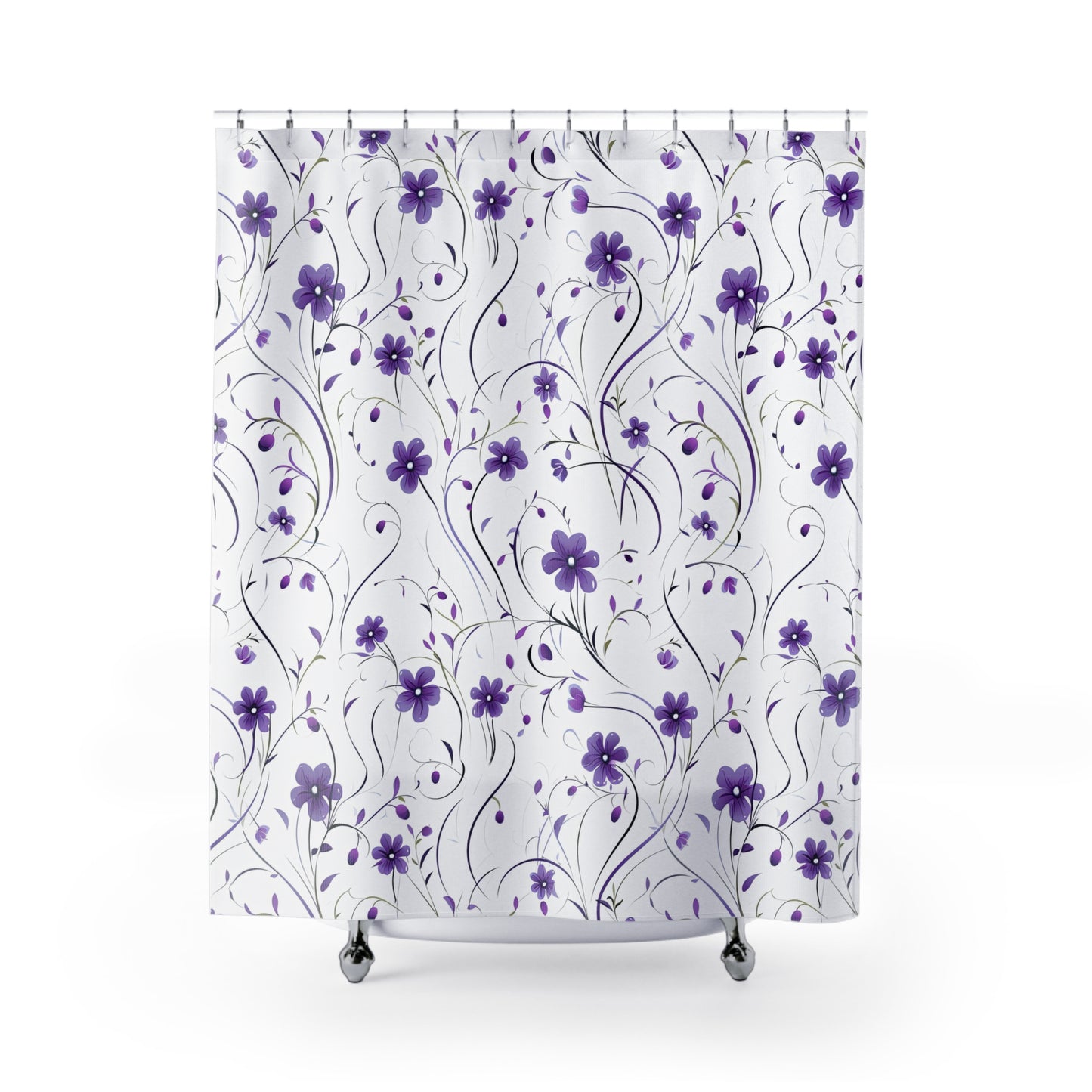 Purple Whimsy Wildflowers Shower Curtain