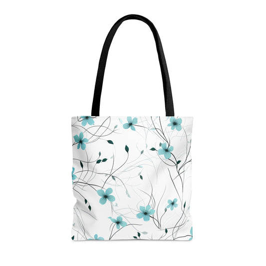 Cyan Whimsy Wildflowers Tote Bag