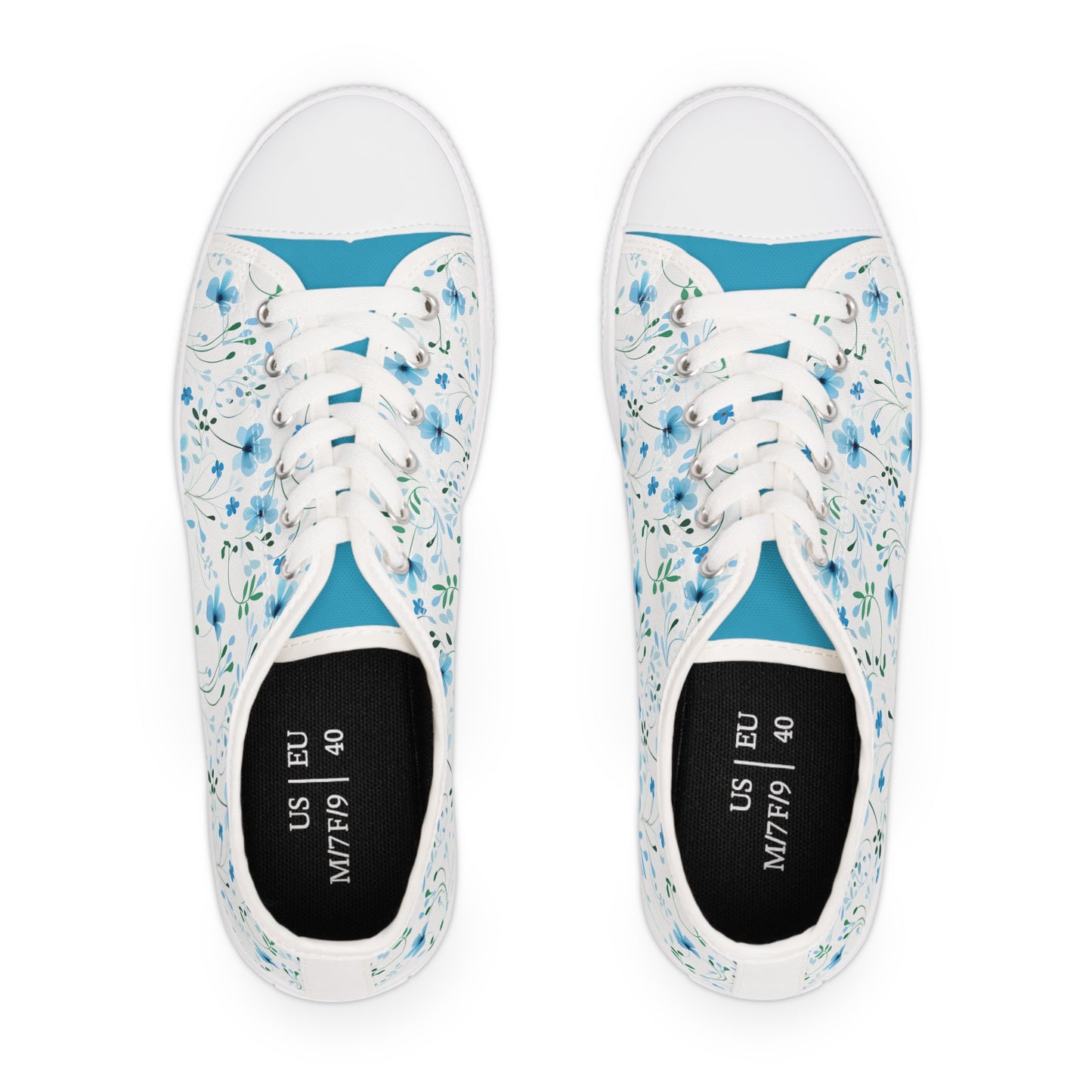 Sky Blue Wildflowers Women's Low Top Sneakers