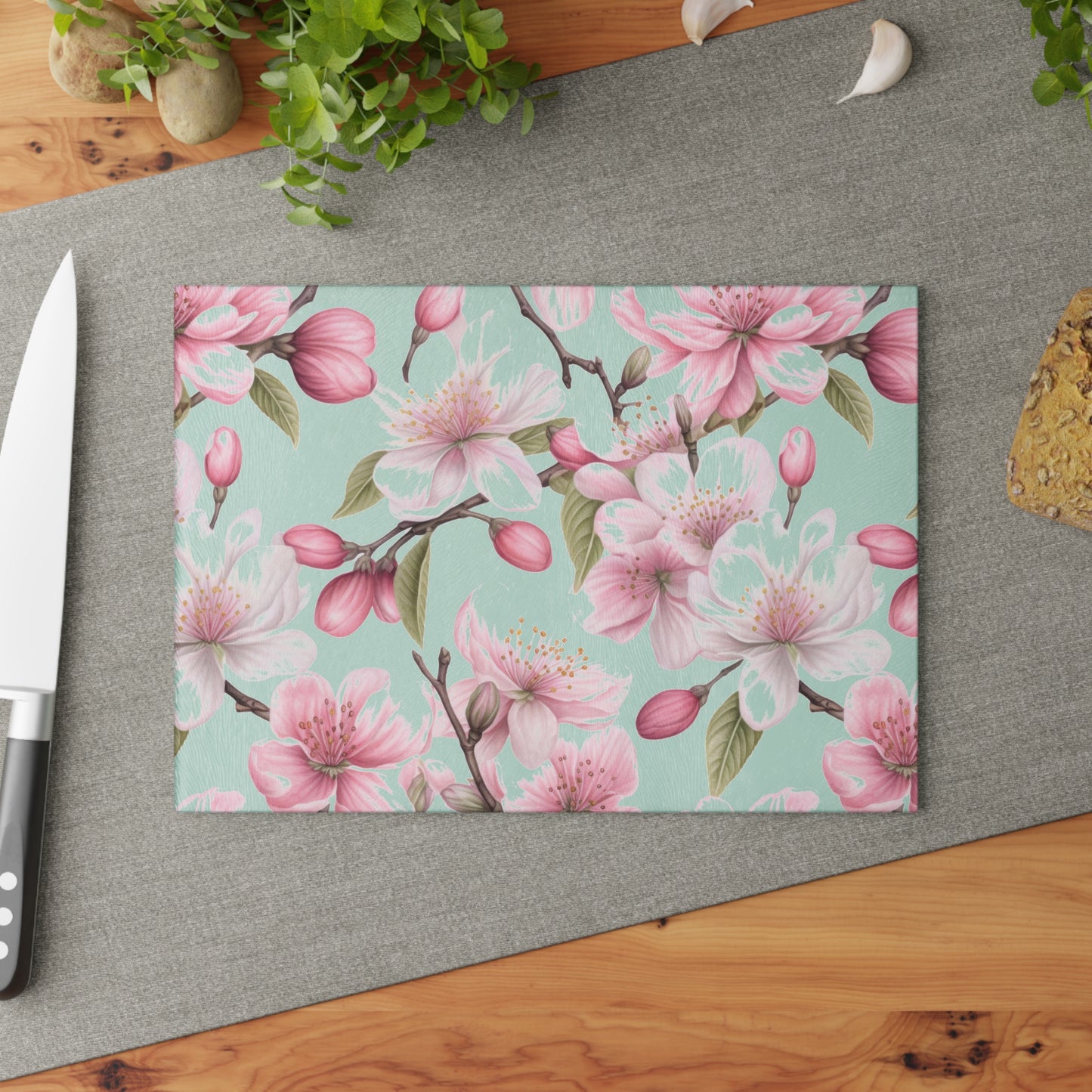 Cherry Blossoms Glass Cutting Board