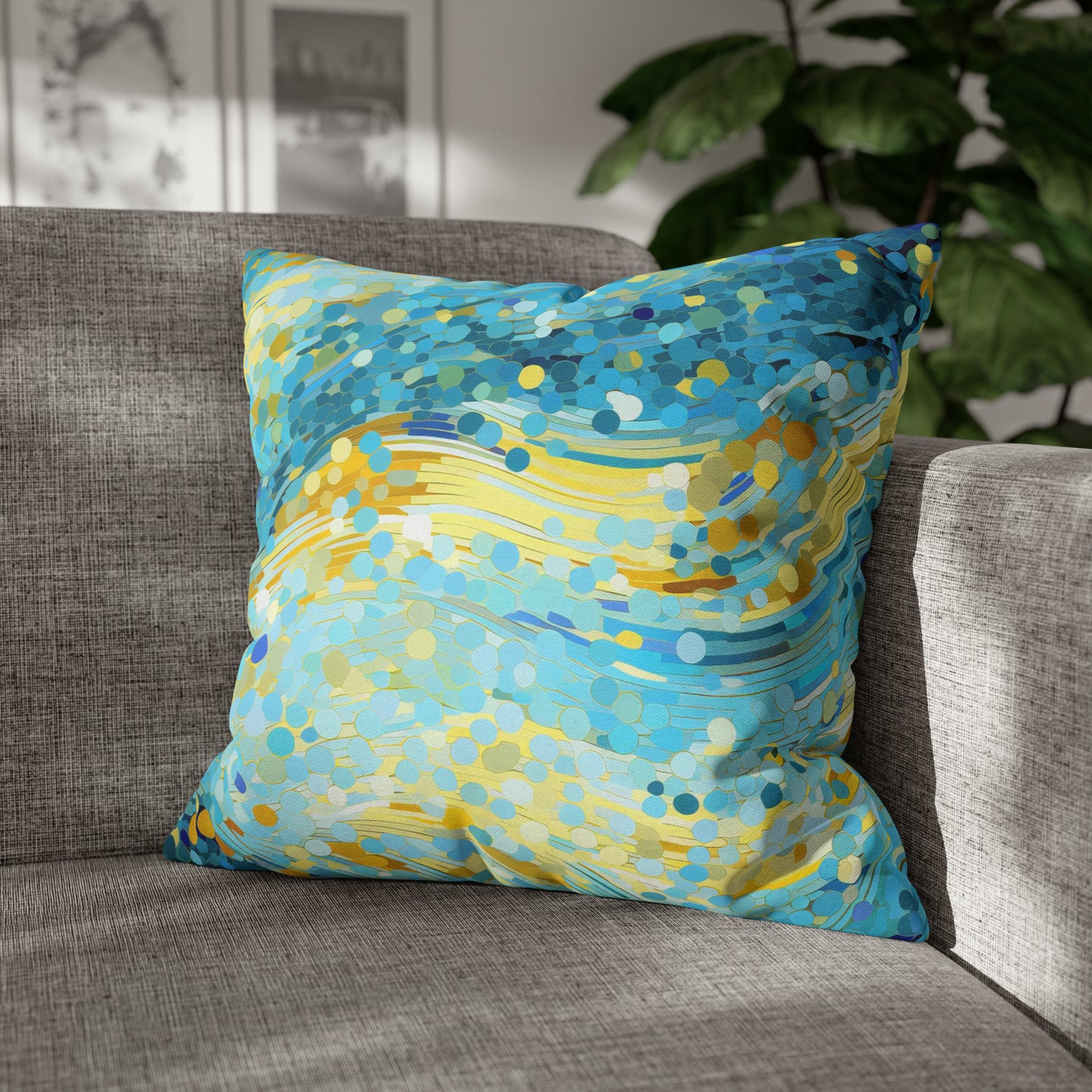 River of Gold Mosaic Square Pillow Case
