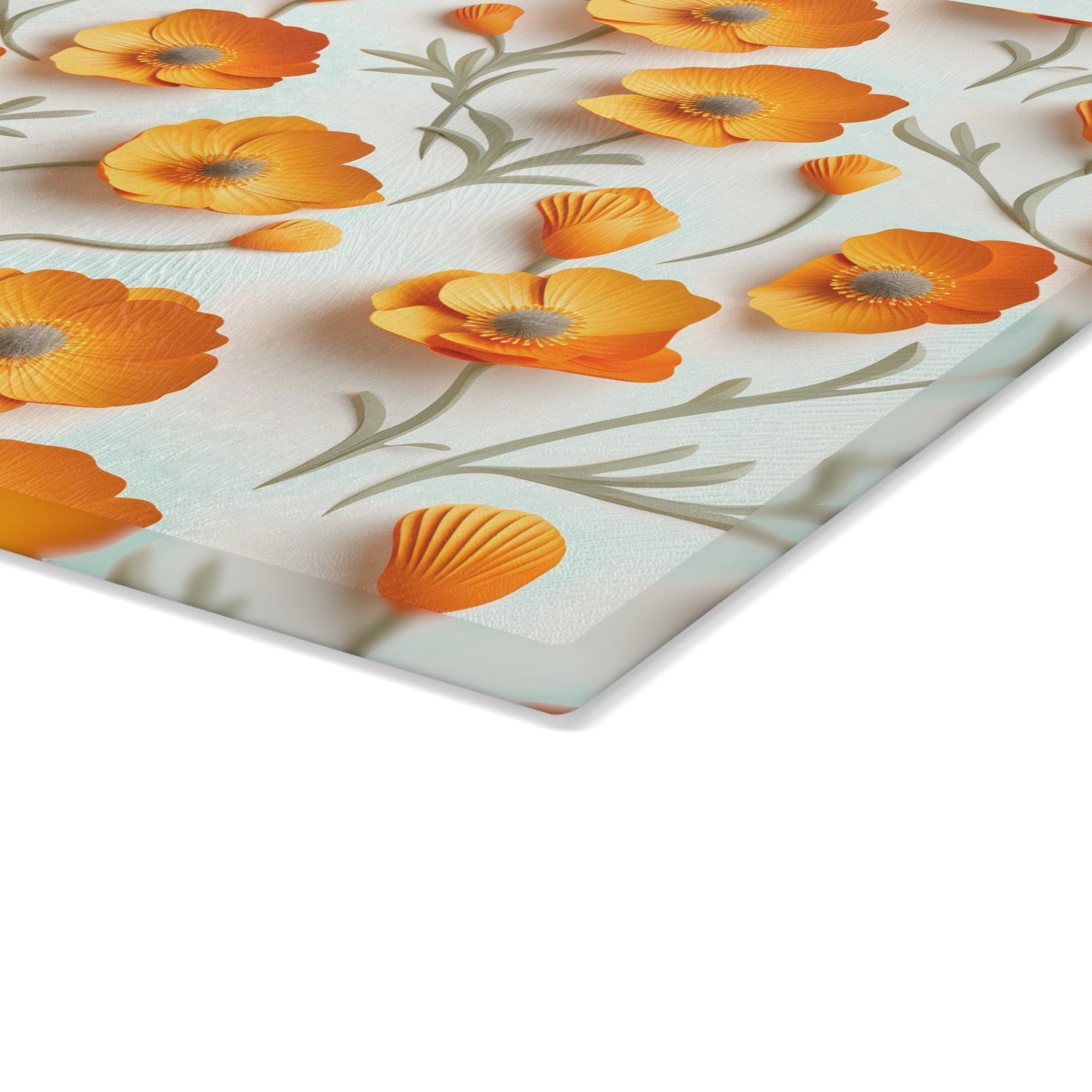 Sculpted Orange Poppies Glass Cutting Board