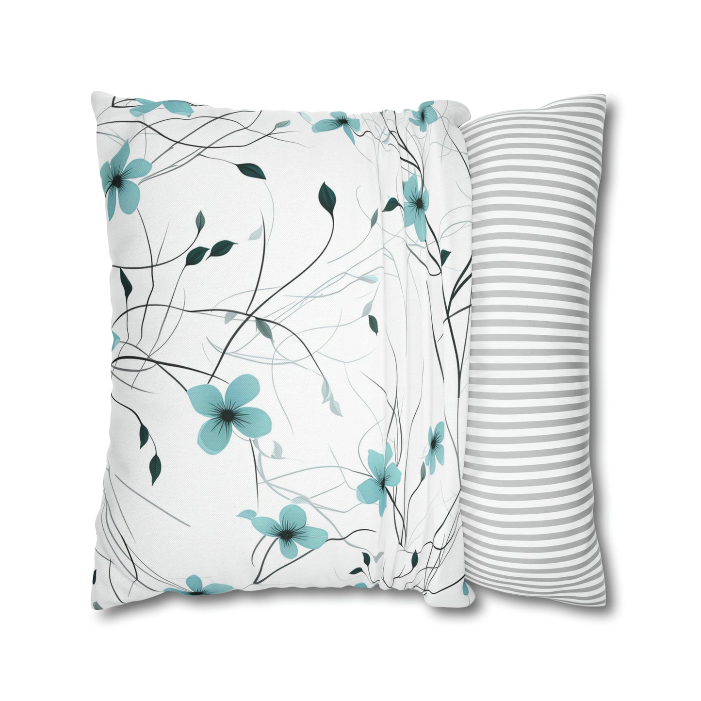 Cyan Whimsy Wildflowers Square Pillow Case