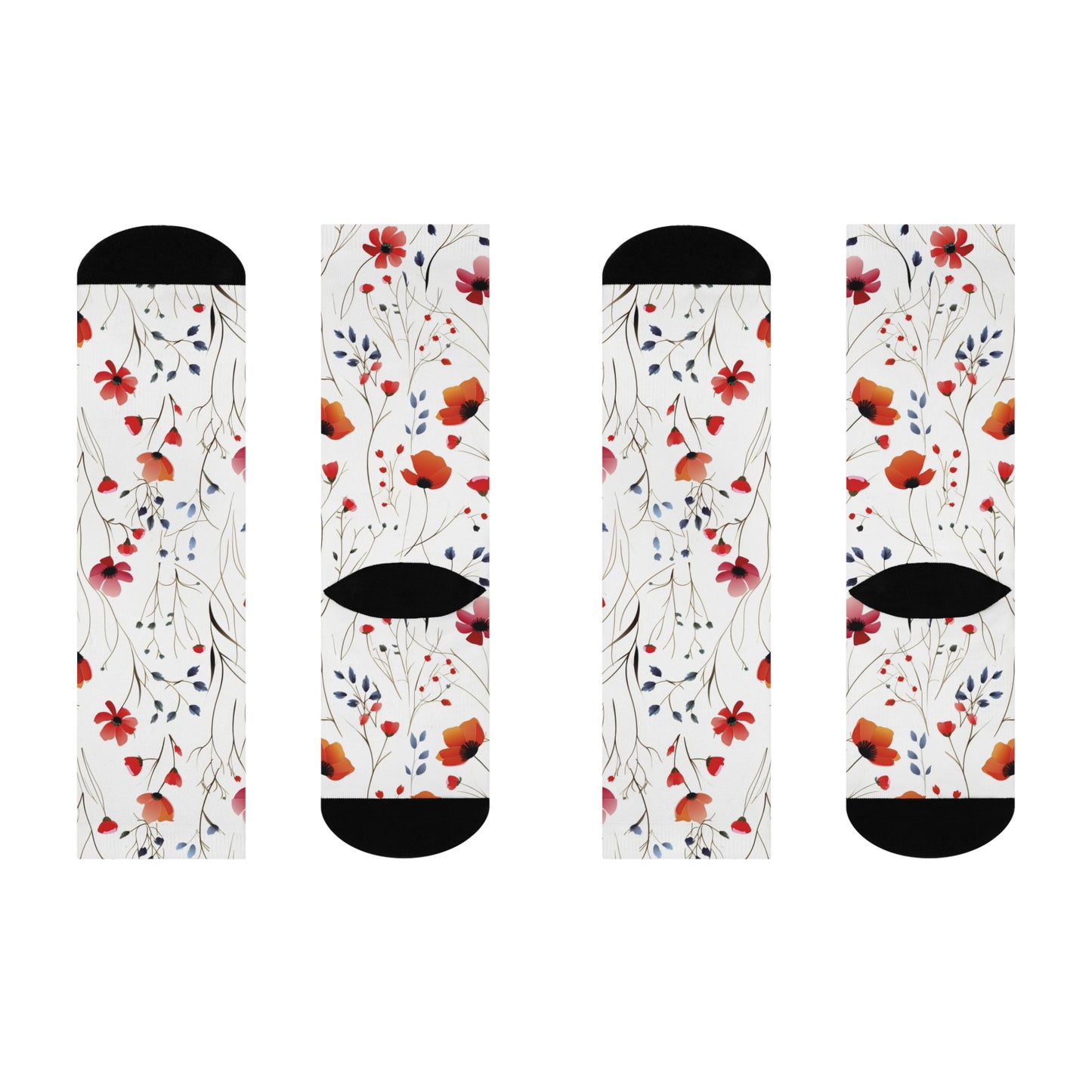 Coral Wildflowers Cushioned Crew Socks