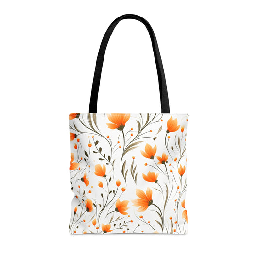 Orange Whimsy Wildflowers Tote Bag