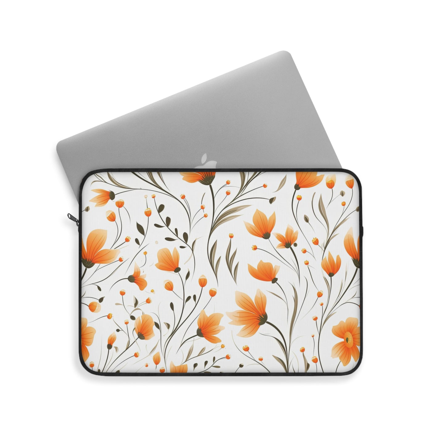 Orange Whimsy Wildflowers Laptop Case / Laptop Sleeve