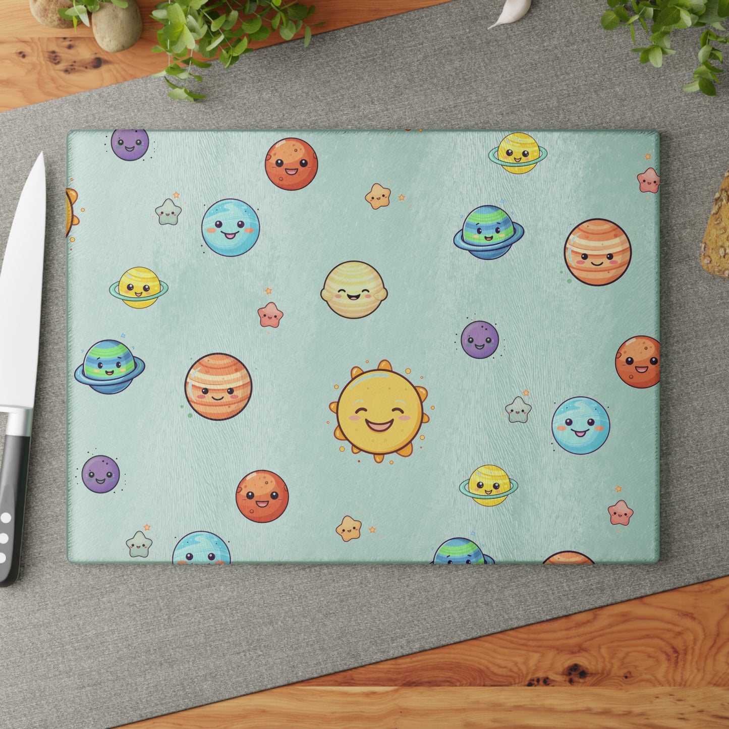 Young Solar System Glass Cutting Board