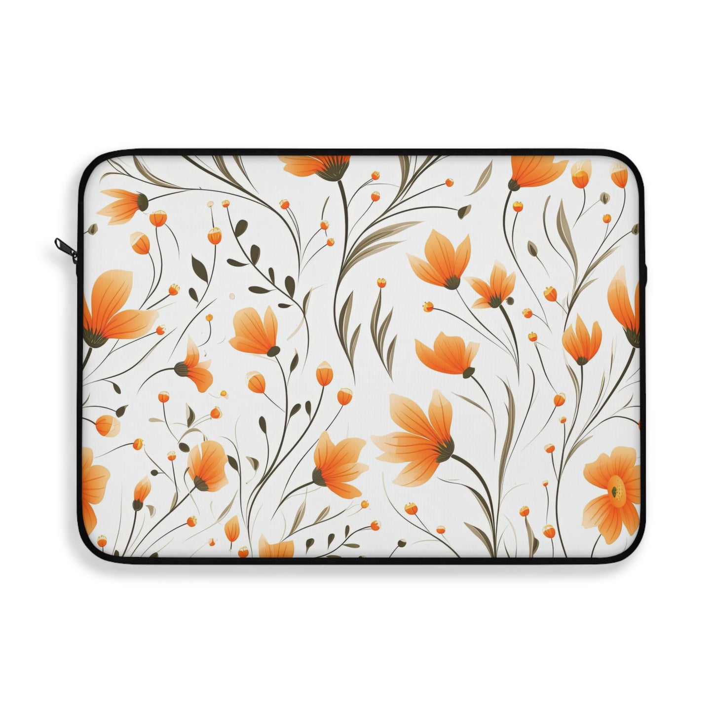 Orange Whimsy Wildflowers Laptop Case / Laptop Sleeve