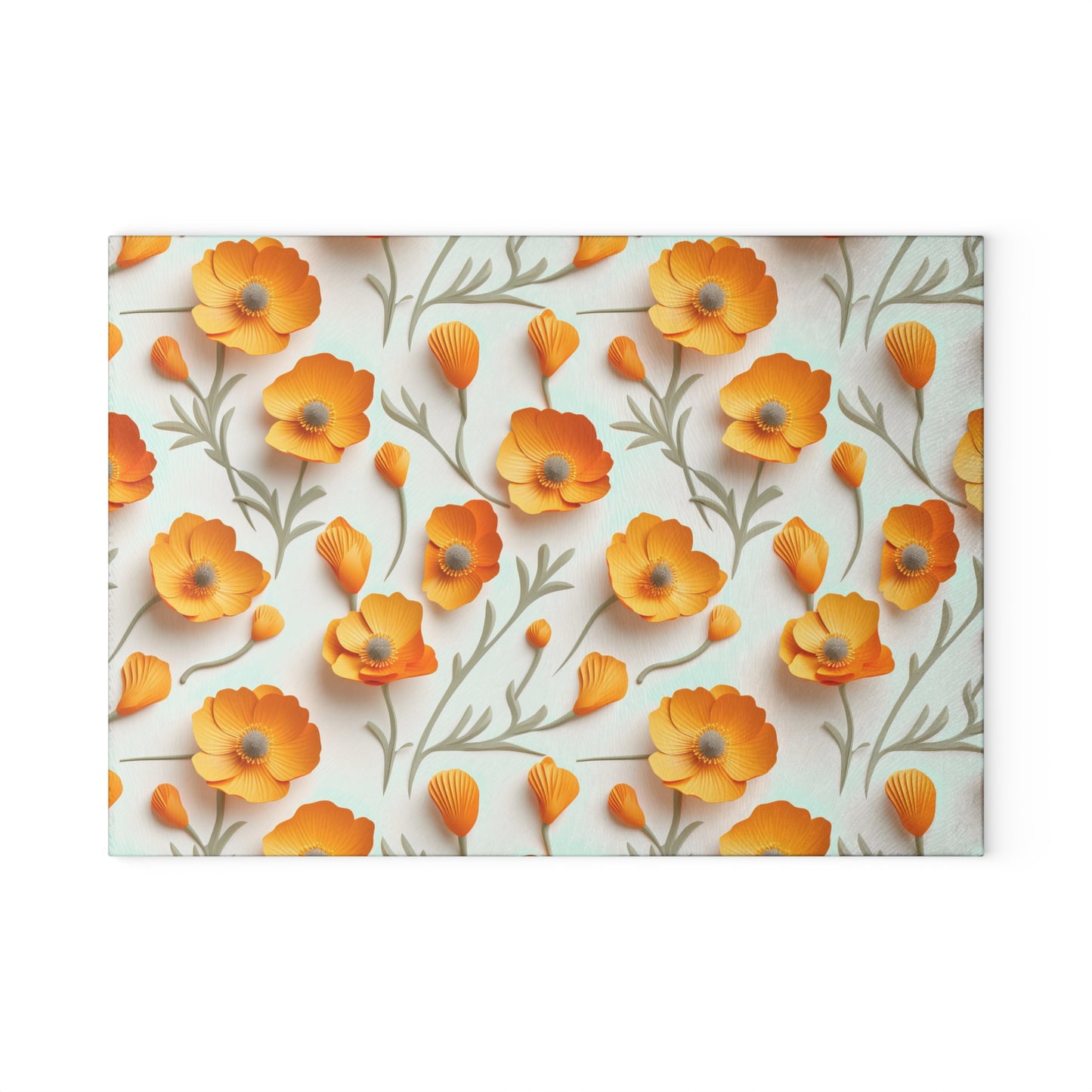 Sculpted Orange Poppies Glass Cutting Board