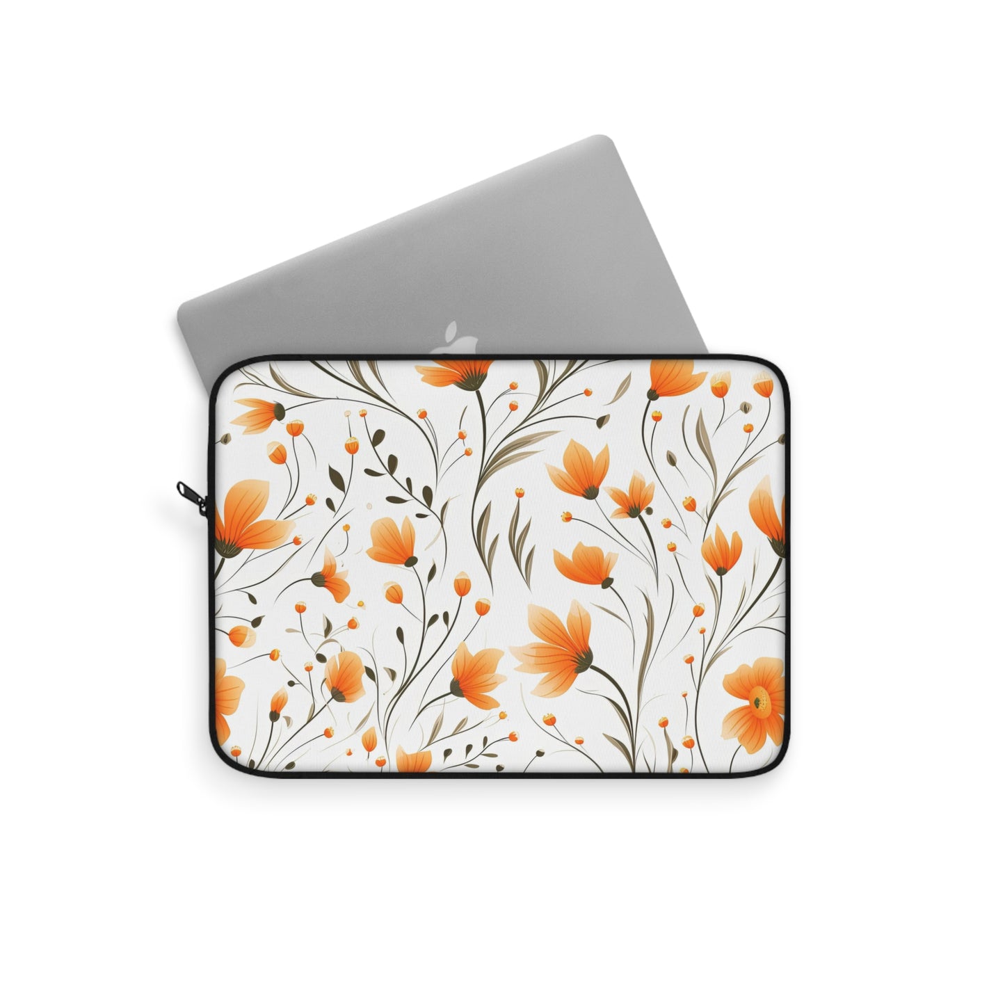 Orange Whimsy Wildflowers Laptop Case / Laptop Sleeve