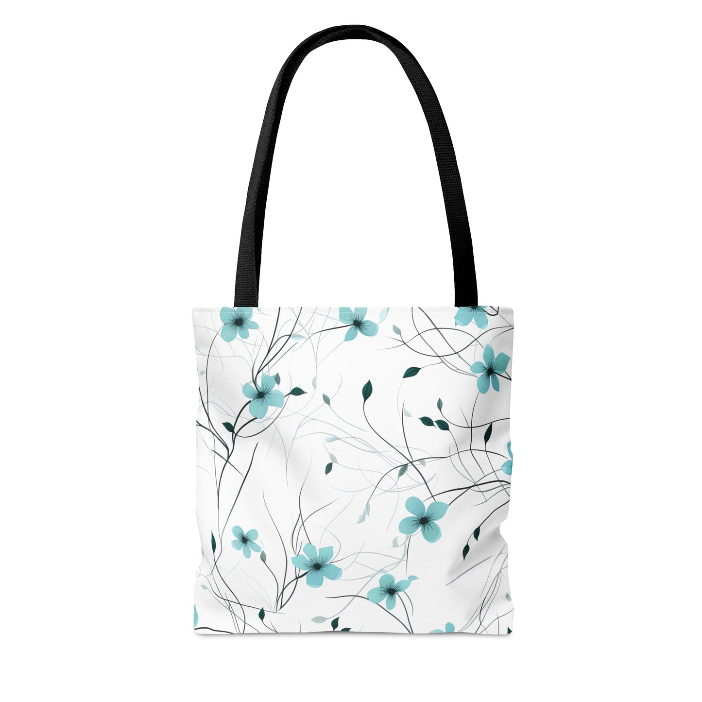 Cyan Whimsy Wildflowers Tote Bag