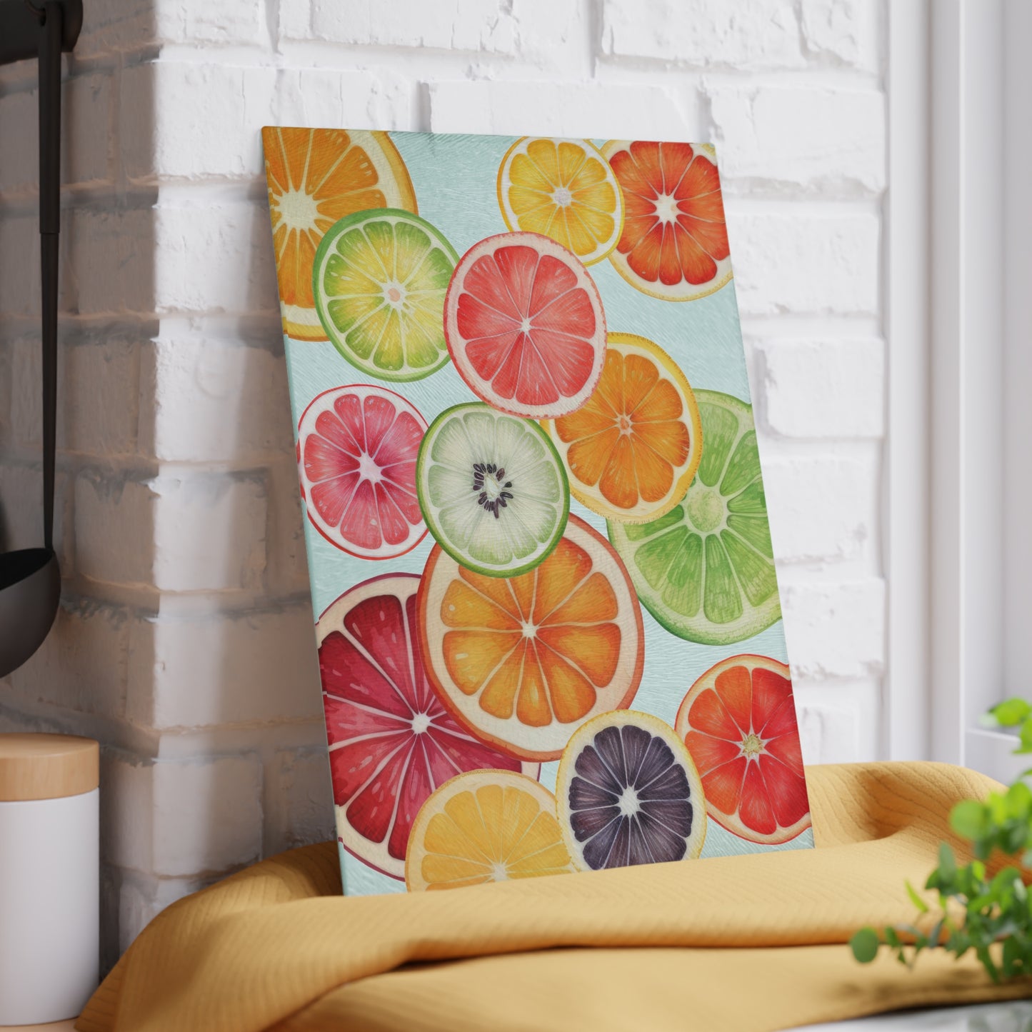 Fruit Slices Glass Cutting Board