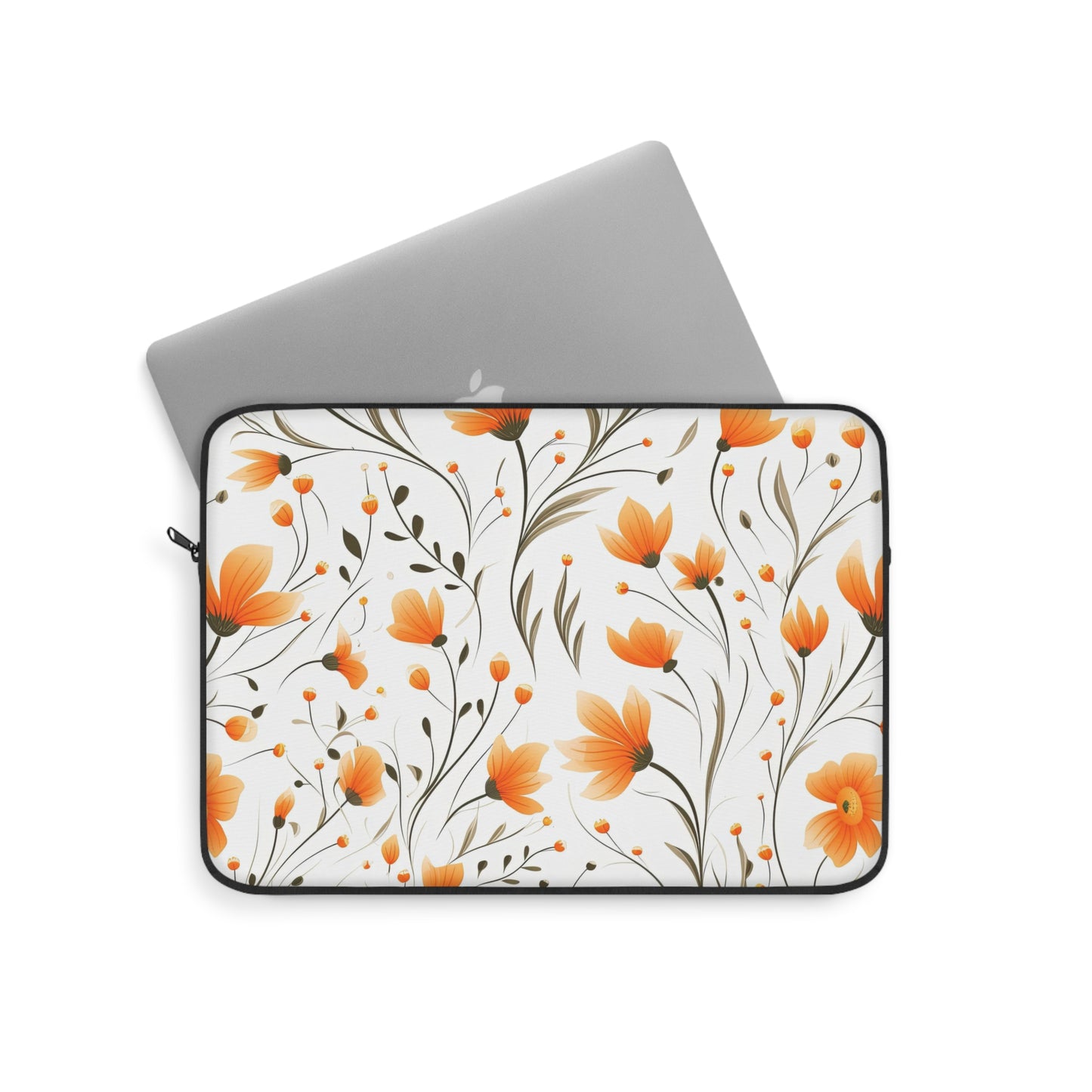 Orange Whimsy Wildflowers Laptop Case / Laptop Sleeve