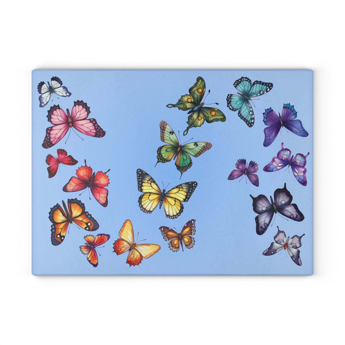 Rainbow Butterfly Trail Glass Cutting Board