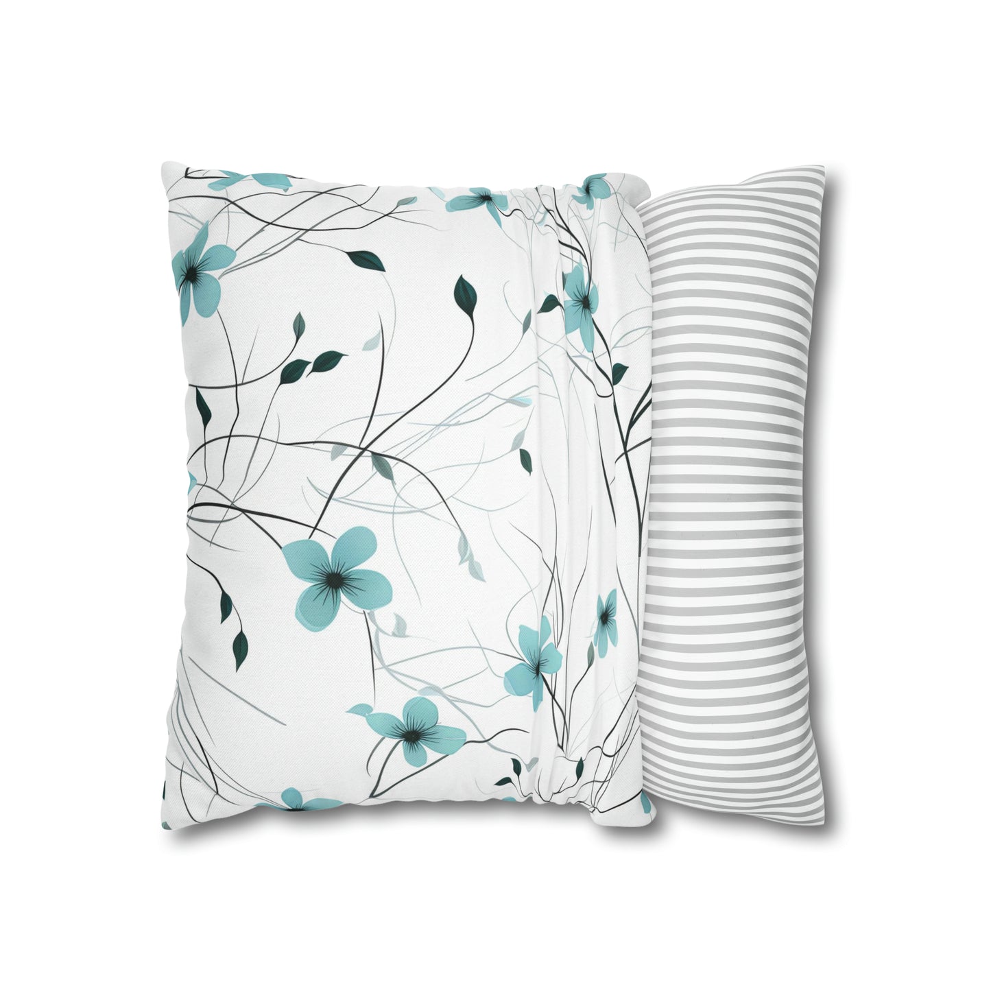 Cyan Whimsy Wildflowers Square Pillow Case