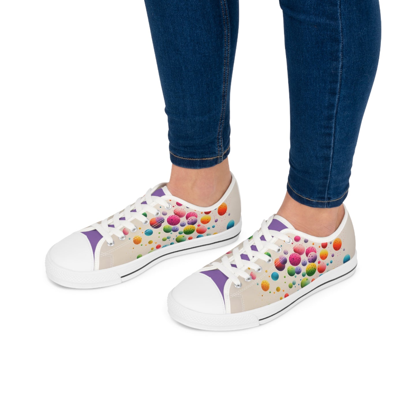 Multicolor Dots Women's Low Top Sneakers