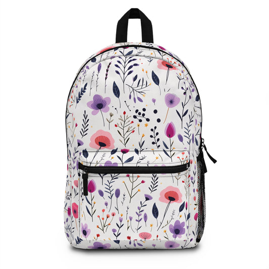 Pink and Purple Whimsical Wildflowers Backpack