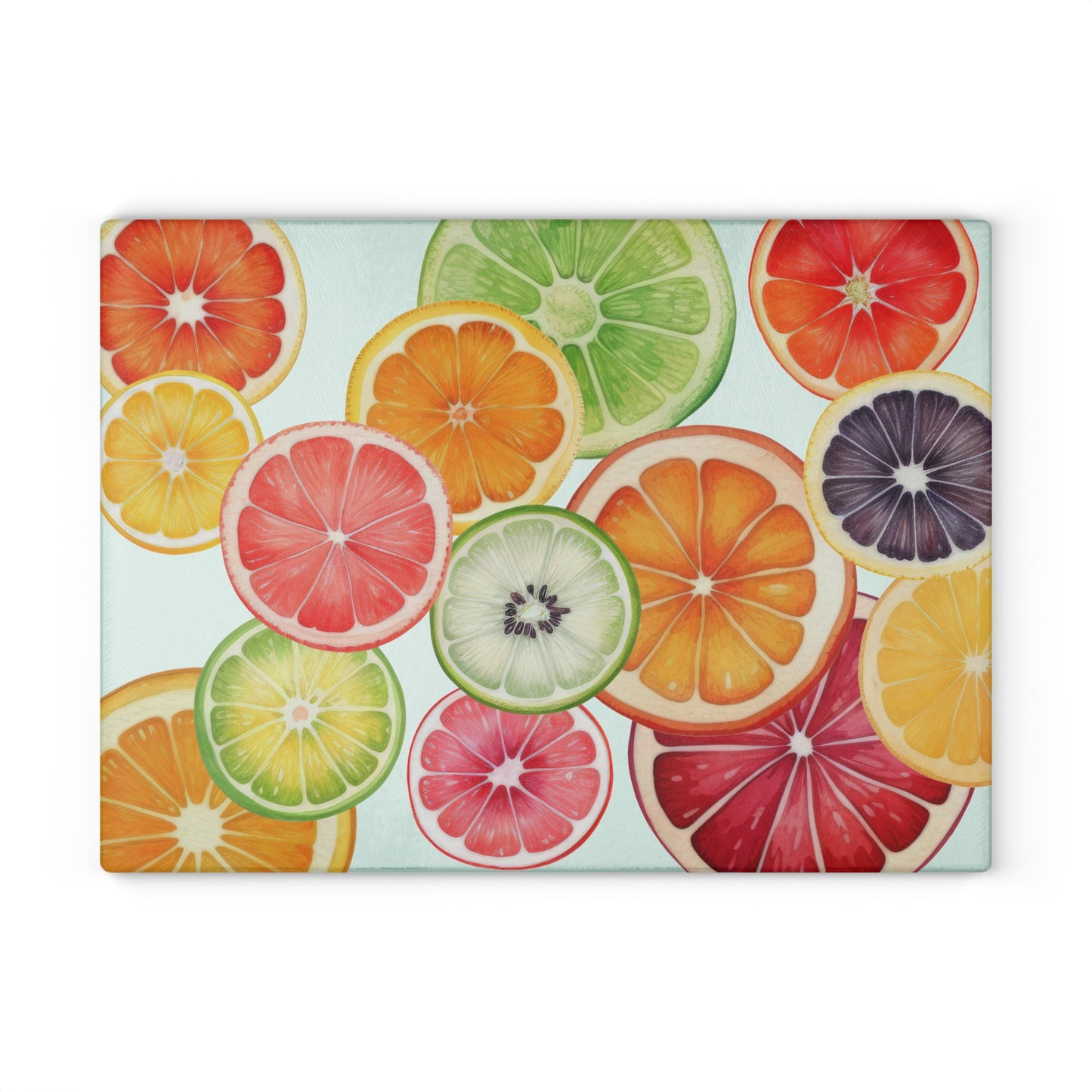 Fruit Slices Glass Cutting Board