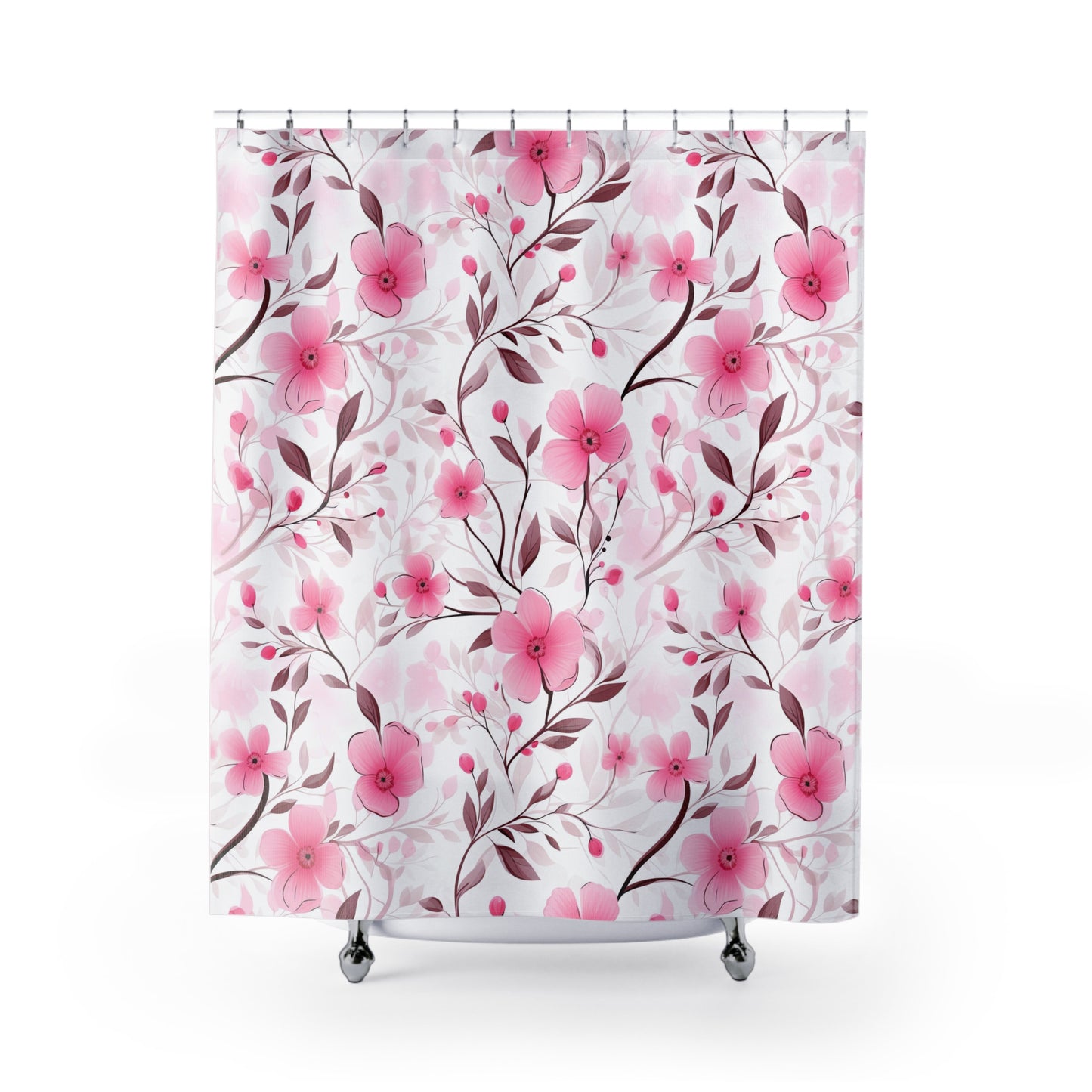 Pink Whimsy Wildflowers Shower Curtain