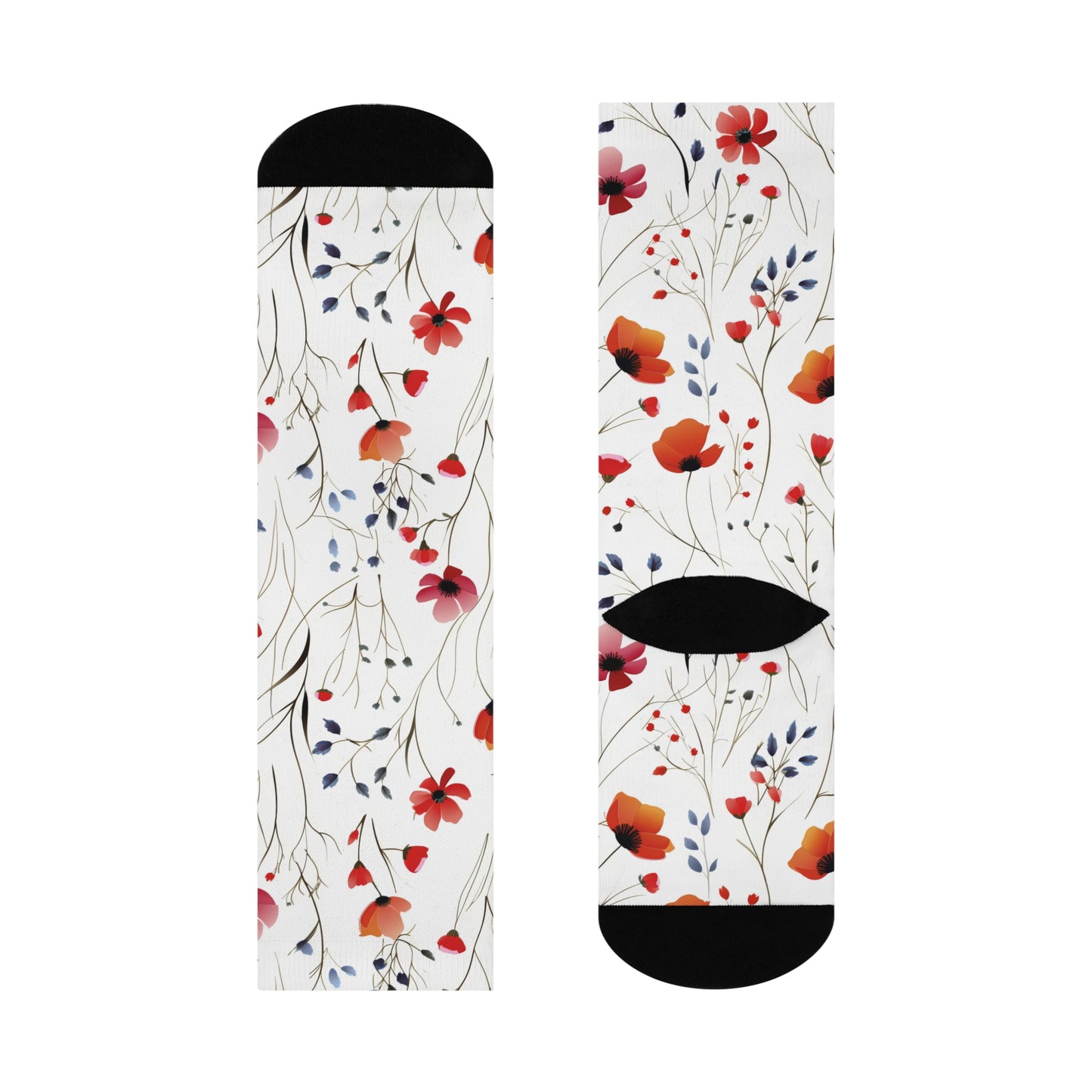 Coral Wildflowers Cushioned Crew Socks