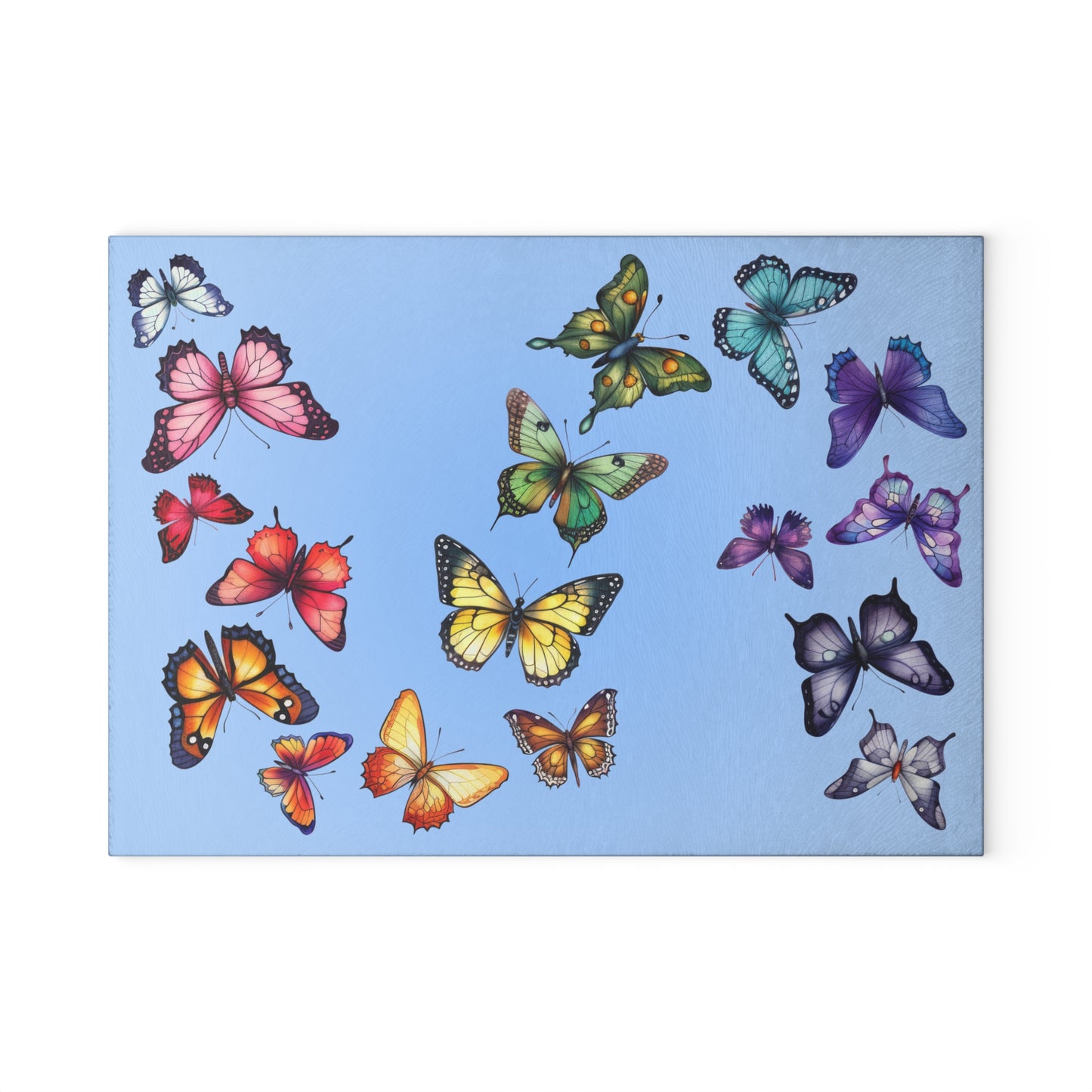 Rainbow Butterfly Trail Glass Cutting Board