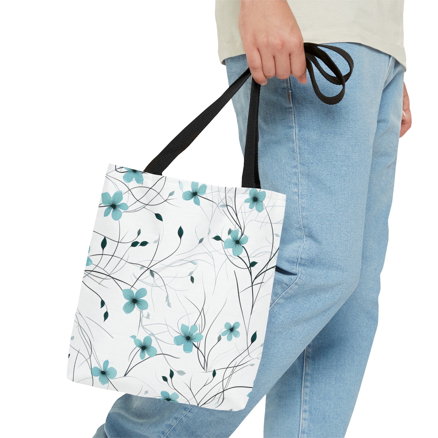 Cyan Whimsy Wildflowers Tote Bag