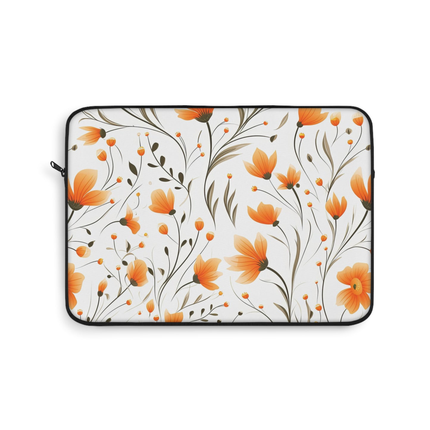 Orange Whimsy Wildflowers Laptop Case / Laptop Sleeve